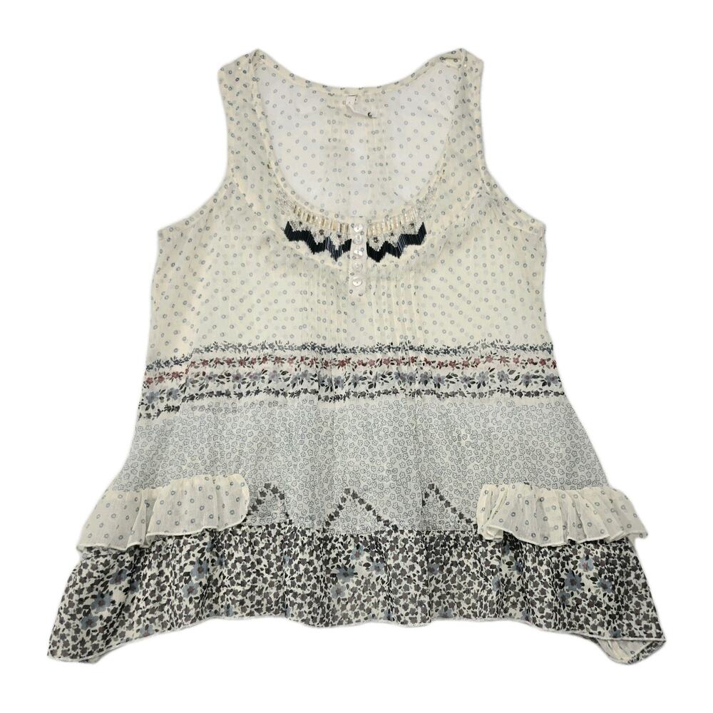 Willow & Clay Womens Top Size Medium Floral Tiered Ruffles Boho